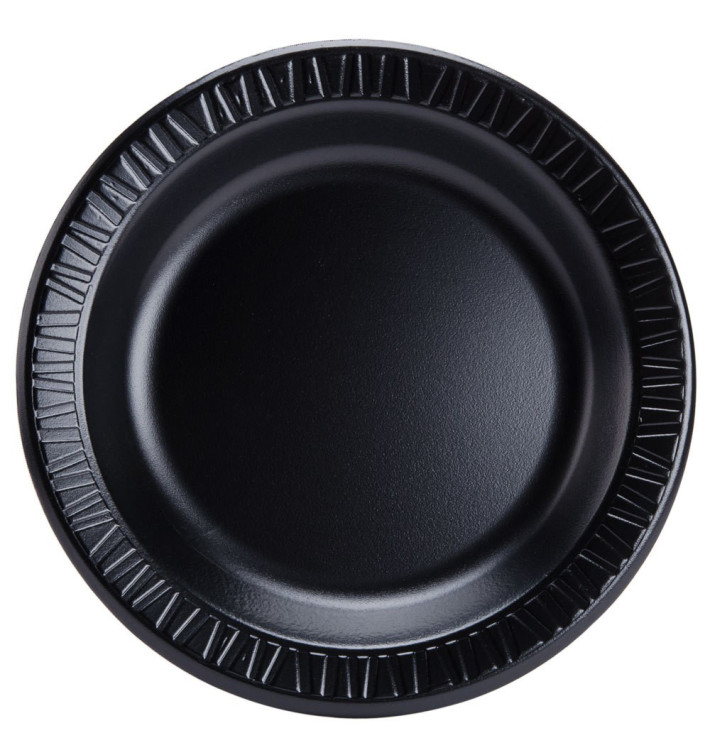 Foam Plate Quiet Classic 3 C. Laminated Black Ø26cm (500 Units)