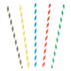 Paper Straw Straight Striped Ø0,6cm 20cm 