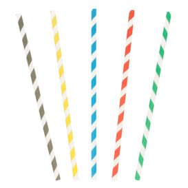 Paper Straw Straight Striped Ø0,6cm 20cm 