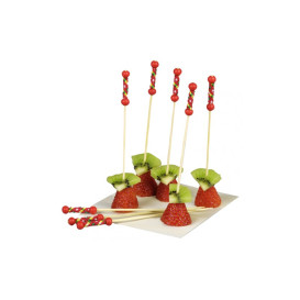 Bamboo Food Pick Red Design 12cm (10000 Units)