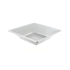 Plastic Plate Deep Square shape Silver 18 cm 