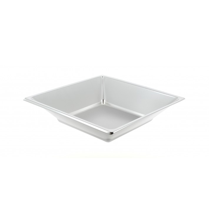 Plastic Plate Deep Square shape Silver 18 cm 