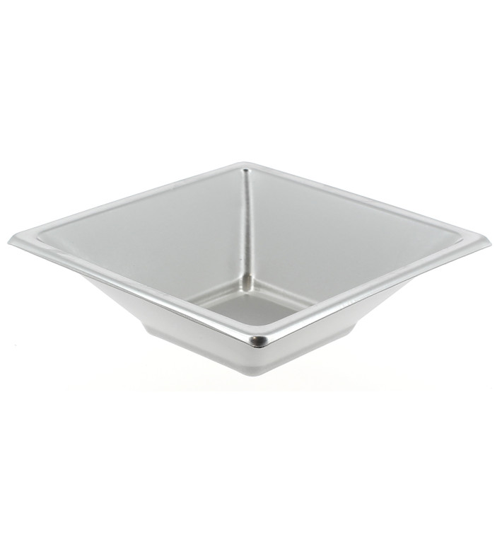 Plastic Bowl PS Square shape Silver 12x12cm Plastic Bowl PS Square shape Silver 12x12cm