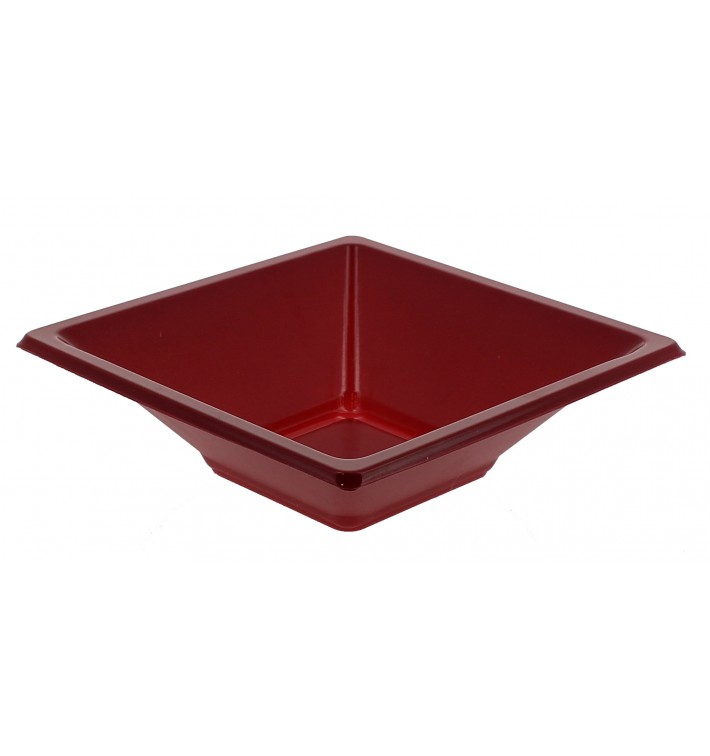 Plastic Bowl PS Square shape Burgundy 12x12cm (720 Units)
