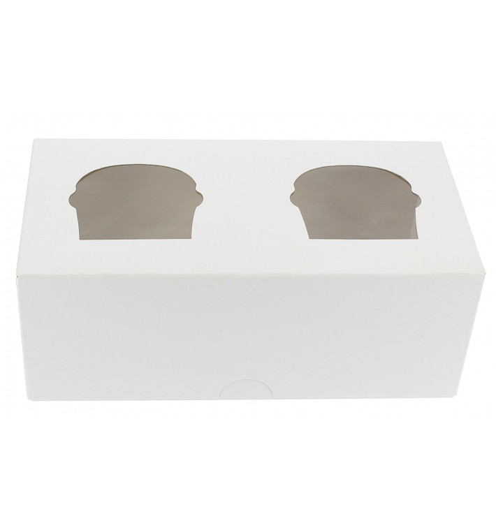 Paper Cupcake Box 2 Slot White 19,5x10x7,5cm 
