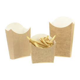 Paper French Fries Scoop Container Kraft Large size 8,2x3,3x14,9cm (25 Units) 