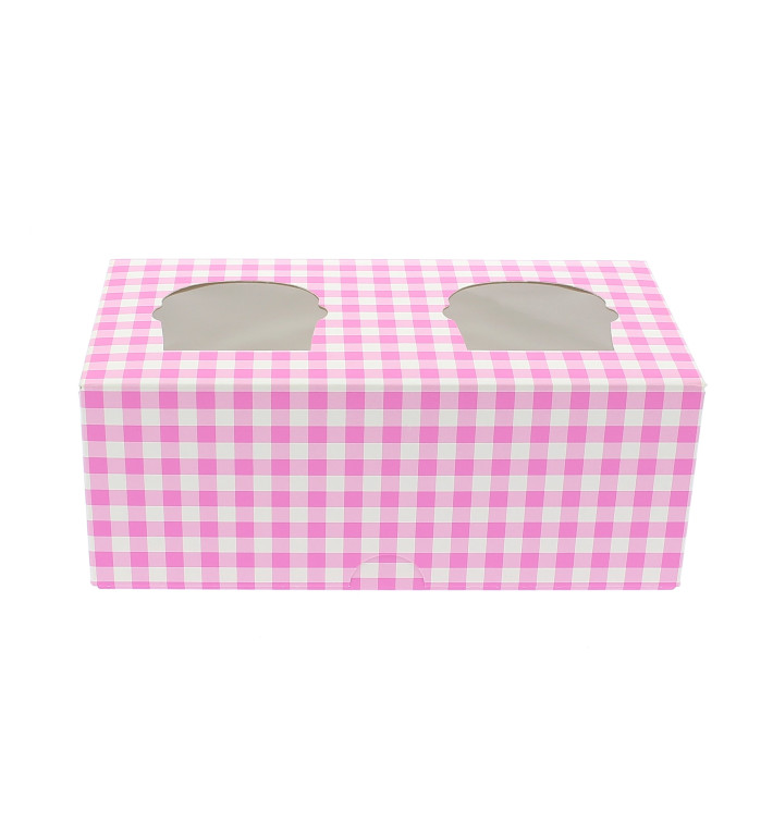 Paper Cupcake Box 2 Slots Pink 19,5x10x7,5cm (160 Units) Paper Cupcake Box 2 Slots Pink 19,5x10x7,5cm (160 Units)