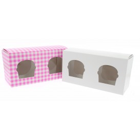 Paper Cupcake Box 2 Slot White 19,5x10x7,5cm (20 Units) 