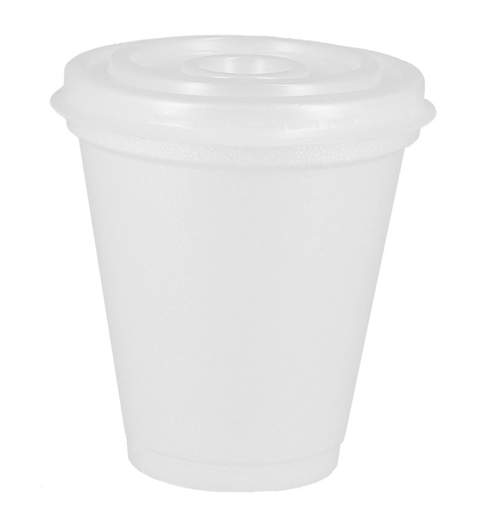 Foam Cup EPS 6Oz/180ml White + Plastic Lid (1.000 Units)