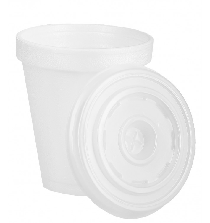 Foam Cup EPS 6Oz/180ml White + Plastic Lid (1.000 Units)