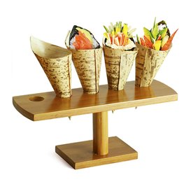 Bamboo Serving Cone Holder 5 slots 