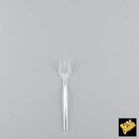 Plastic Tasting Mini Fork Clear 10cm (50 Units) 