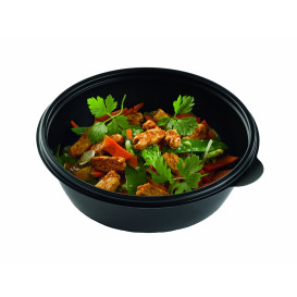 Plastic Deli Container PP Black 250ml Ø13cm (50 Units) 