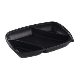 Plastic Deli Container PP 3C Black 975ml 28x20x4cm 