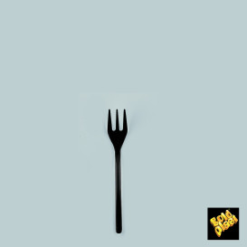 Plastic Tasting Mini Fork Black 10cm (50 Units) 