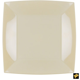 Plastic Plate Flat Cream "Nice" PP 29cm (12 Units) 