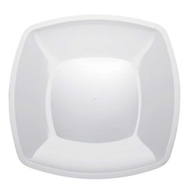 Plastic Plate Flat White Square shape PS 30 cm (12 Units) 