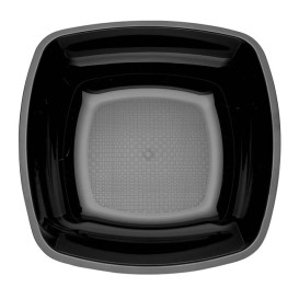 Plastic Plate Deep Black Square shape PS 18 cm (25 Units) 