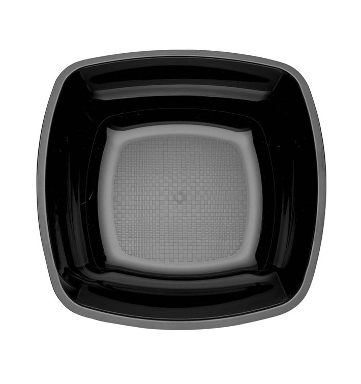 Plastic Plate Deep Black Square shape PS 18 cm (25 Units) Plastic Plate Deep Black Square shape PS 18 cm (25 Units)
