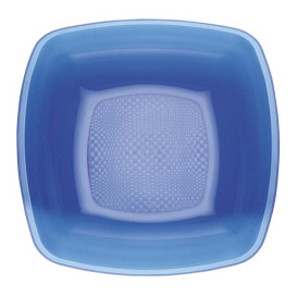 Plastic Plate Deep Blue Square shape PS 18 cm (25 Units) 