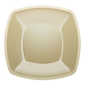 Plastic Plate Flat Cream Square shape PS 30 cm (144 Units)