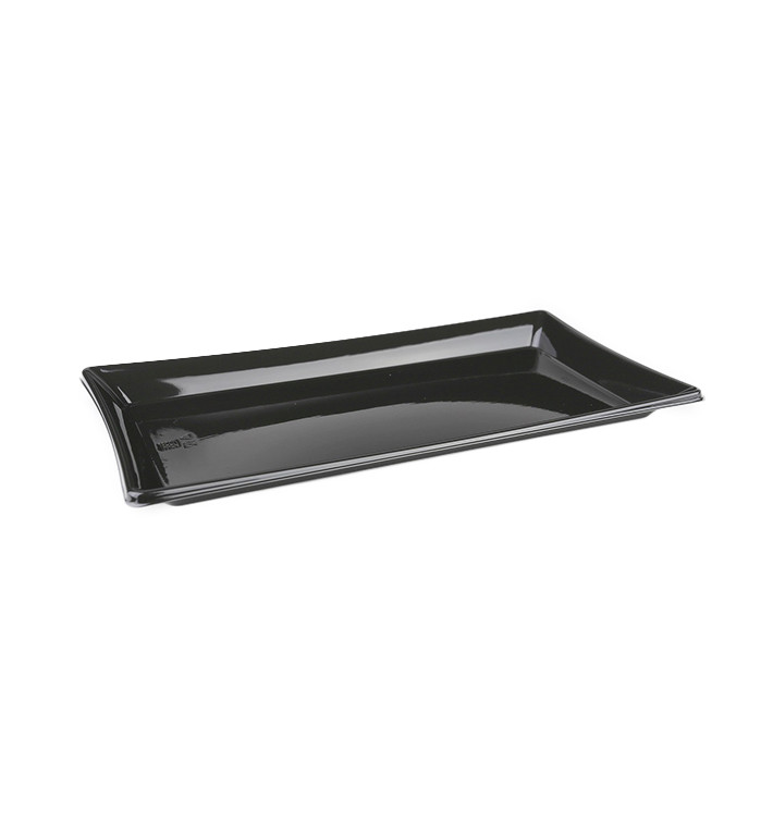 Plastic Platter Rectangular Shape Black 12x22cm (50 Units) Plastic Platter Rectangular Shape Black 12x22cm (50 Units)