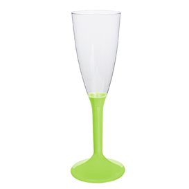 Plastic Stemmed Flute Sparkling Wine Lime Green 120ml 2P (40 Units)