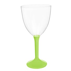 Plastic Stemmed Glass Wine Lime Green Removable Stem 300ml (40 Units)