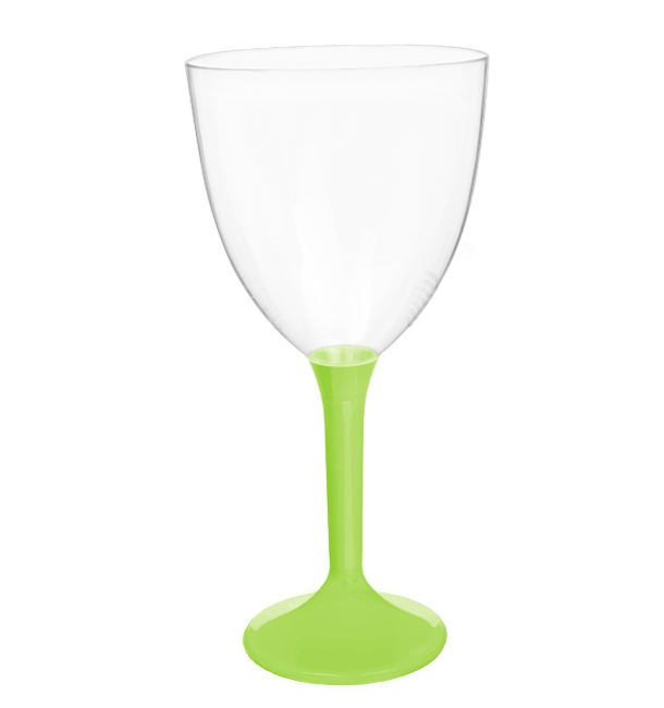 Reusable PS Wine Glass Lime Green Foot 2-P 300ml (200 Units)