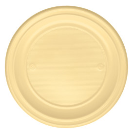 Plastic Plate PS Flat Cream Ø22 cm (30 Units) 