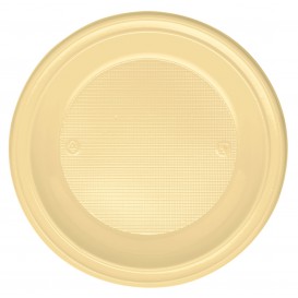 Plastic Plate PS Deep Cream Ø22 cm (30 Units) 