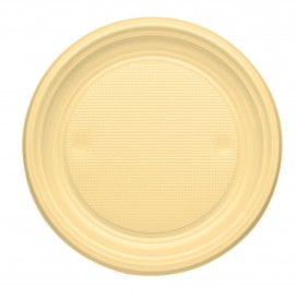 Plastic Plate PS Flat Cream Ø17 cm (50 Units) 
