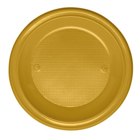 Plastic Plate PS Flat Gold Ø22 cm (30 Units) 