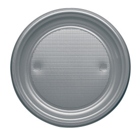 Plastic Plate PS Flat Silver Ø17 cm (50 Units) 