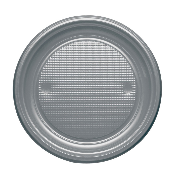 Plastic Plate PS Flat Silver Ø17 cm (1100 Units) Plastic Plate PS Flat Silver Ø17 cm (1100 Units)