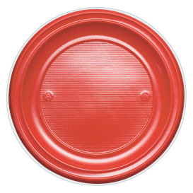 Plastic Plate PS Flat Red Ø22 cm (30 Units) 