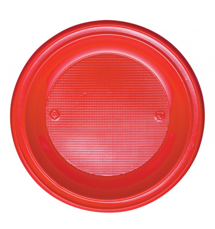 Plastic Plate PS Deep Red Ø22 cm (30 Units) 