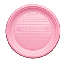 Plastic Plate PS Flat Pink Ø17 cm (50 Units) 