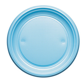 Plastic Plate PS Flat Light Blue Ø17 cm (50 Units) 