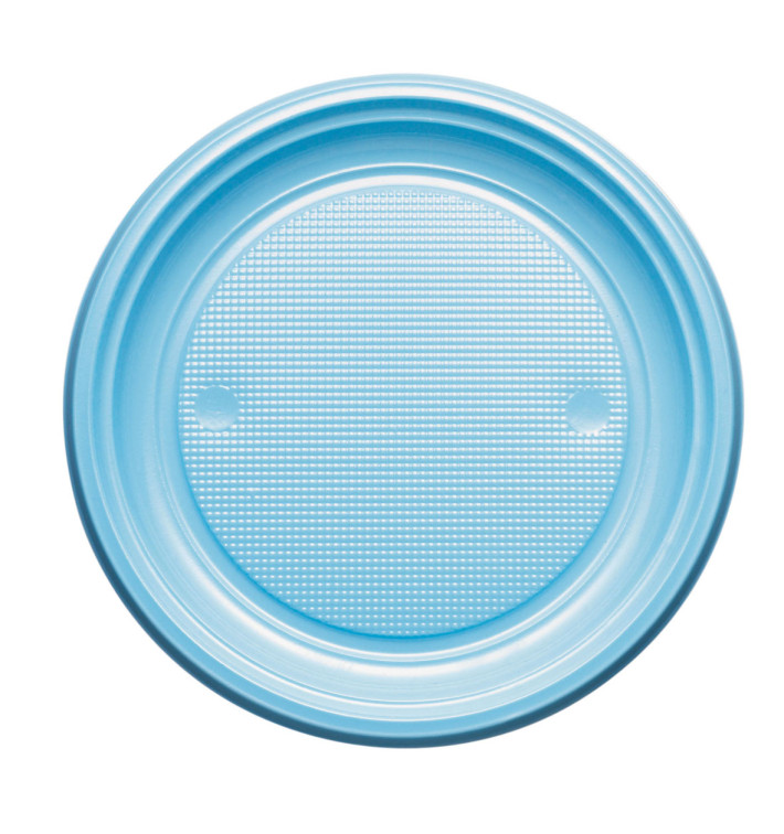 Plastic Plate PS Flat Light Blue Ø17 cm (50 Units) Plastic Plate PS Flat Light Blue Ø17 cm (50 Units)