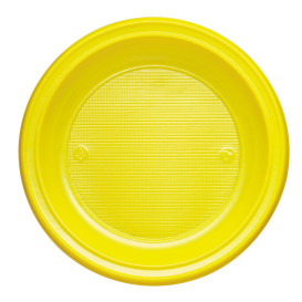 Plastic Plate PS Deep Yellow Ø22 cm (30 Units) 