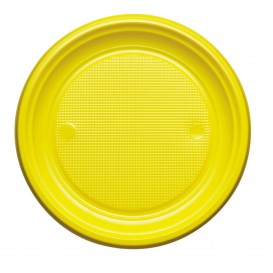 Plastic Plate PS Flat Yellow Ø17 cm (1100 Units)