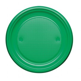Plastic Plate PS Flat Green Ø17 cm (50 Units) 