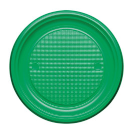 Plastic Plate PS Flat Green Ø17 cm (1100 Units)