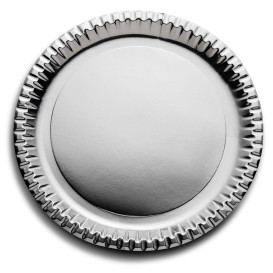 Paper Plate Round Shape "Party" Silver Ø29cm (60 Units)