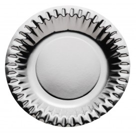 Paper Plate Round Shape "Party" Silver Ø18cm (10 Units) 