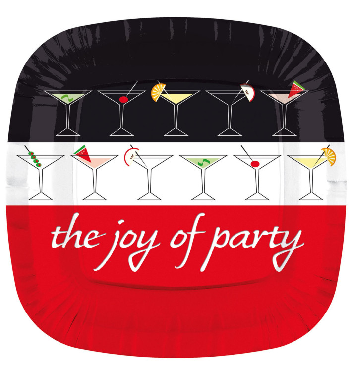 Paper Plate Square Shape "Joy of Party" 23cm (8 Units) 