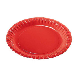 Paper Plate Round Shape "Party" Red 23cm (10 Units) 