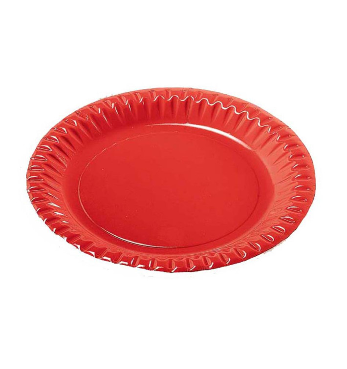 Paper Plate Round Shape "Party" Red 23cm (10 Units) 