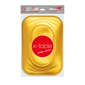 Plastic Tray Microwavable "X-Table" Gold 33x23cm (60 Units)